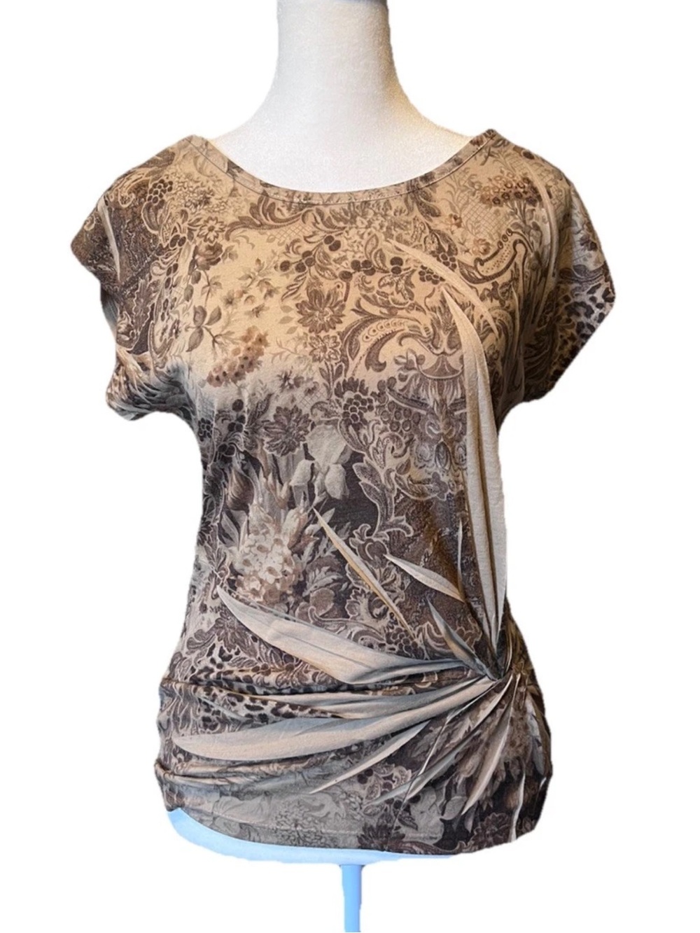 Vince Camuto Cottagecore Boho Brown Floral Vintage Style Top Women’s Size XS